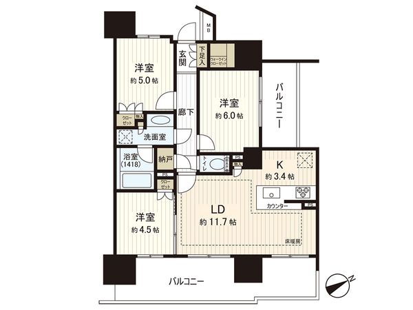 レーベン清瀬THE TOWER 間取図(平面図)