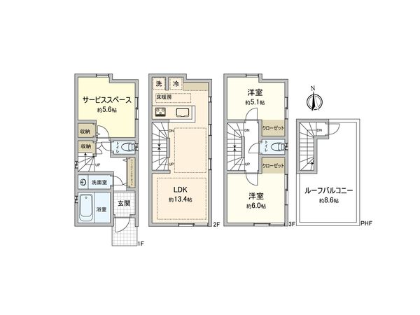 板橋区弥生町新築戸建 間取図(平面図) 板橋区弥生町新築戸建 間取図(平面図)