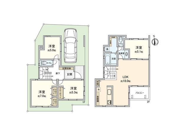 板橋区東新町1丁目新築戸建 間取図(平面図) 板橋区東新町1丁目新築戸建 間取図(平面図)