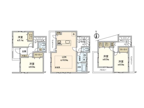 板橋区若木2丁目新築戸建 間取図(平面図) 板橋区若木2丁目新築戸建 間取図(平面図)