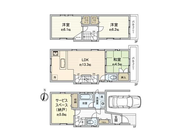 板橋区東新町2丁目戸建 間取図(平面図)