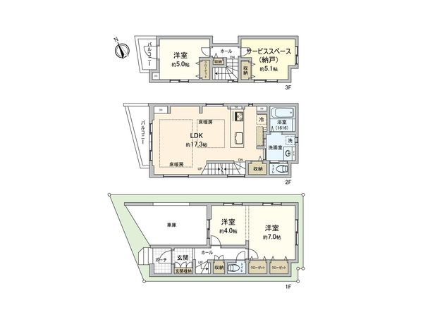 板橋区上板橋2丁目新築戸建 間取図(平面図) 板橋区上板橋2丁目新築戸建 間取図(平面図)
