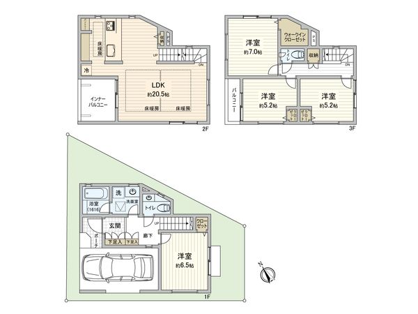 板橋区大谷口北町新築戸建 間取図(平面図) 間取図(平面図)