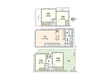 板橋区大谷口上町戸建 間取図(平面図) 間取図(平面図)