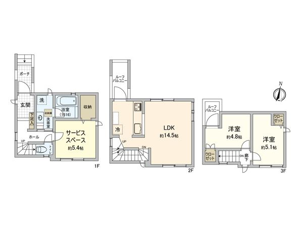 板橋区東新町1丁目戸建 間取図(平面図) 板橋区東新町1丁目戸建 間取図(平面図)
