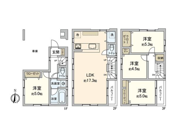 練馬区錦1丁目戸建 間取図(平面図) 練馬区錦1丁目戸建 間取図(平面図)