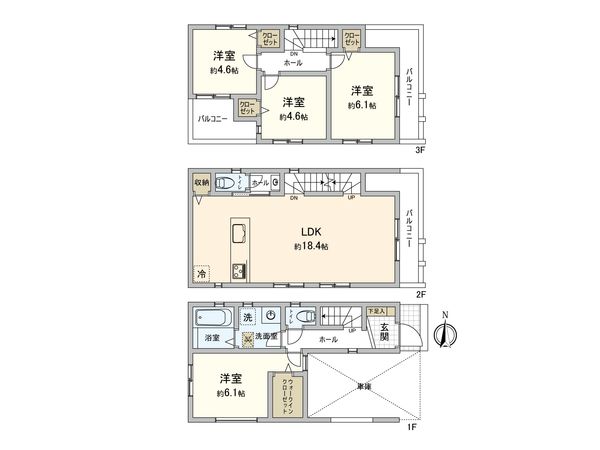 板橋区富士見町新築戸建 間取図(平面図)