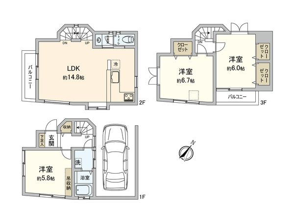 板橋区前野町2丁目戸建 間取図(平面図) 板橋区前野町2丁目戸建 間取図(平面図)