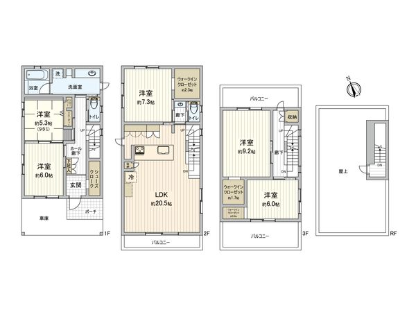 板橋区上板橋2丁目戸建 間取図(平面図) 板橋区上板橋2丁目戸建 間取図(平面図)