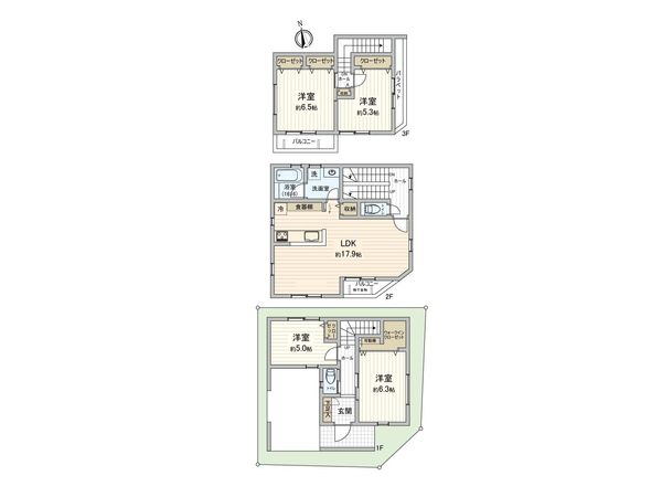 板橋区上板橋3丁目新築戸建 間取図(平面図)