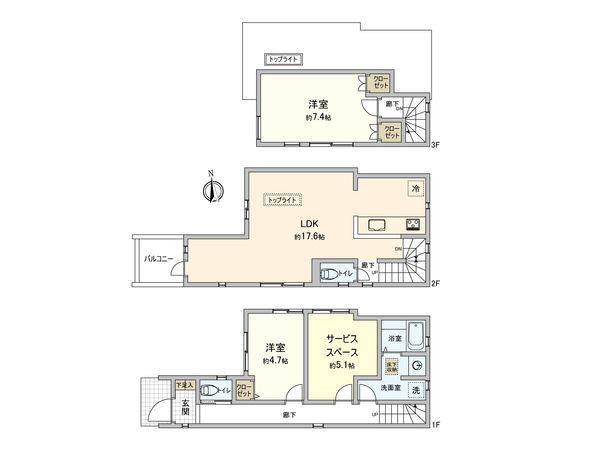 板橋区東新町2丁目新築戸建 間取図(平面図) 板橋区東新町2丁目新築戸建 間取図(平面図)