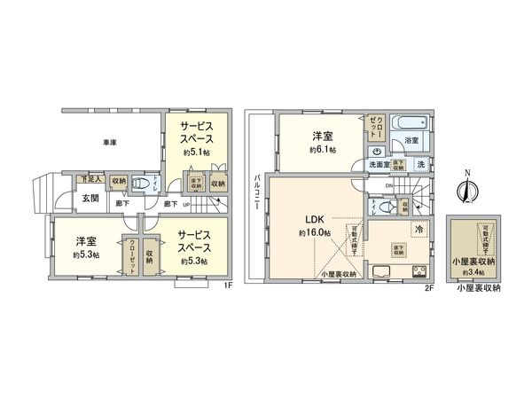 板橋区前野町5丁目中古戸建 間取図(平面図) 板橋区前野町5丁目中古戸建 間取図(平面図)