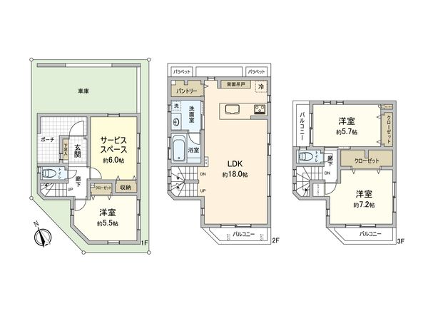 板橋区南常盤台2丁目戸建 間取図(平面図) 間取図(平面図)