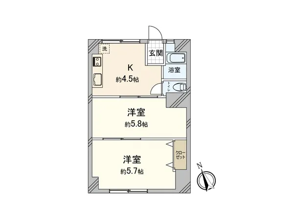 間取り：2K 専有面積：32.93平米