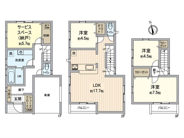 船堀2丁目戸建 間取図(平面図) 船堀2丁目戸建 間取図(平面図)