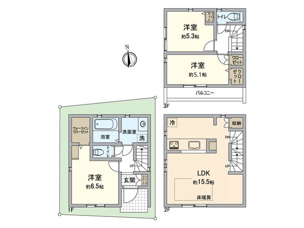 墨田区立花2丁目 戸建 間取図(平面図) 墨田区立花2丁目 戸建 間取図(平面図)