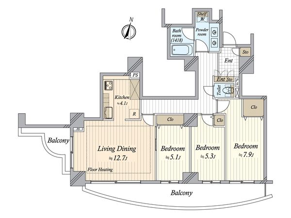 ザ・ガーデンタワーズ サンライズタワー 間取図(平面図) 間取図(平面図)