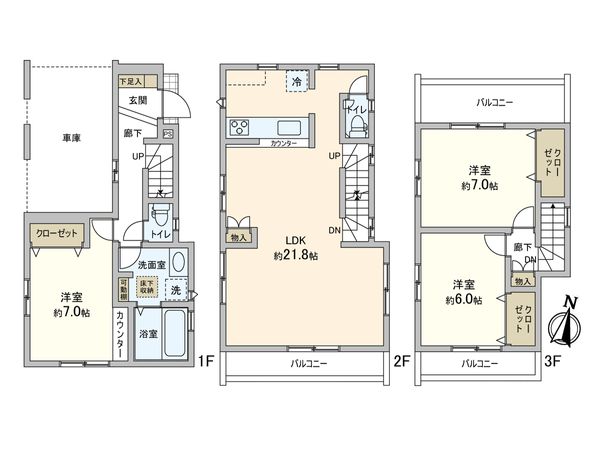 足立区佐野2丁目新築戸建1号棟 間取図(平面図) 足立区佐野2丁目新築戸建1号棟 間取図(平面図)