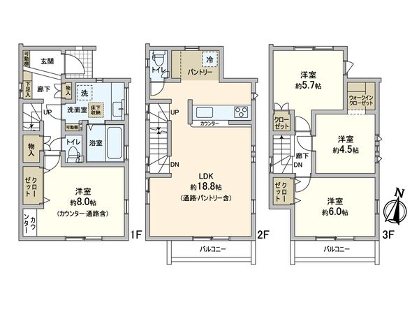 足立区佐野2丁目新築戸建2号棟 間取図(平面図) 足立区佐野2丁目新築戸建2号棟 間取図(平面図)