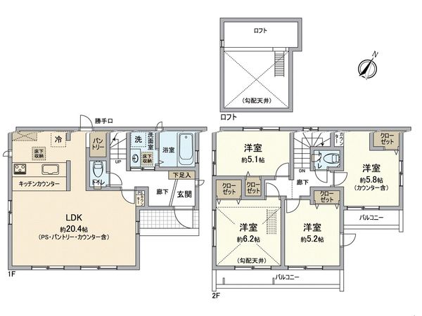 葛飾区西水元1丁目新築戸建 2号棟 間取図(平面図) 葛飾区西水元1丁目新築戸建 2号棟 間取図(平面図)