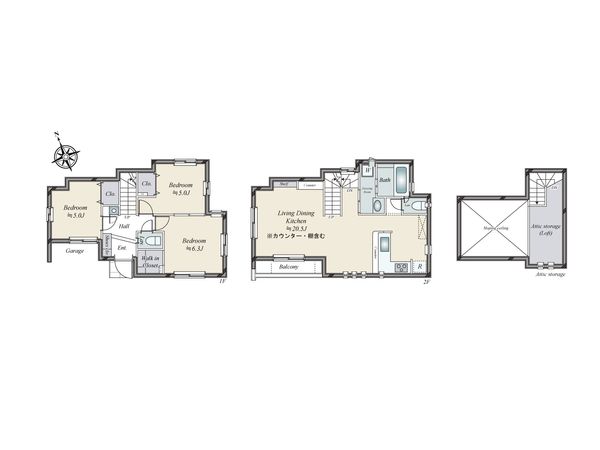 川口市坂下町2丁目新築戸建 3号棟 間取図(平面図)
