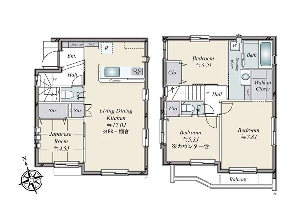 川口市坂下町2丁目新築戸建 5号棟 間取図(平面図)