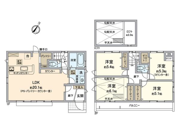葛飾区西水元1丁目新築戸建 1号棟 間取図(平面図) 葛飾区西水元1丁目新築戸建 1号棟 間取図(平面図)