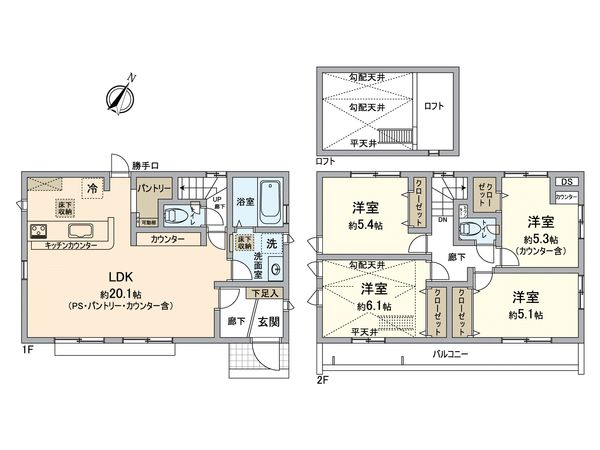葛飾区西水元1丁目新築戸建 1号棟 間取図(平面図) 葛飾区西水元1丁目新築戸建 1号棟 間取図(平面図)