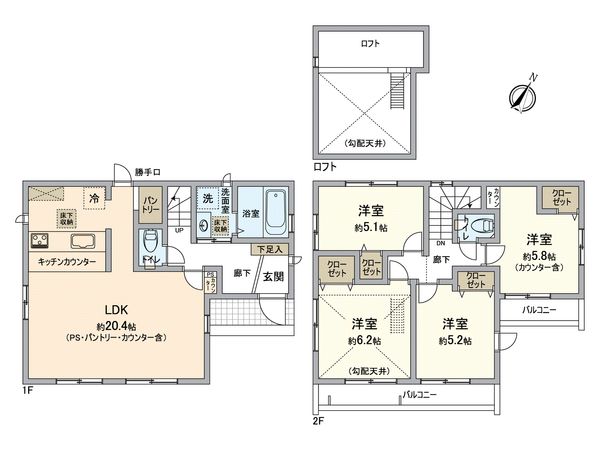 葛飾区西水元1丁目新築戸建 2号棟 間取図(平面図) 葛飾区西水元1丁目新築戸建 2号棟 間取図(平面図)