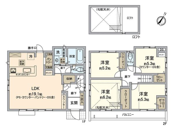 葛飾区西水元1丁目新築戸建 3号棟 間取図(平面図) 葛飾区西水元1丁目新築戸建 3号棟 間取図(平面図)