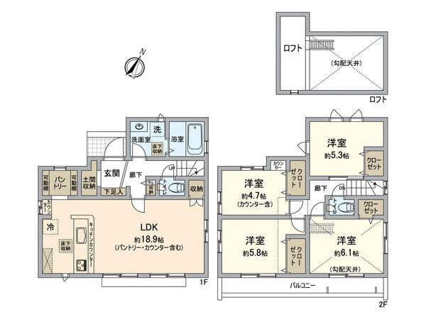 葛飾区西水元1丁目新築戸建 7号棟 間取図(平面図) 葛飾区西水元1丁目新築戸建 7号棟 間取図(平面図)