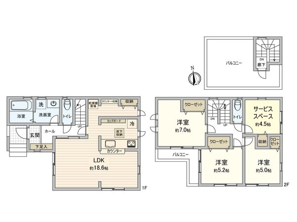 南葛西三丁目 3号棟 新築戸建 間取図(平面図) 南葛西三丁目 3号棟 新築戸建 間取図(平面図)