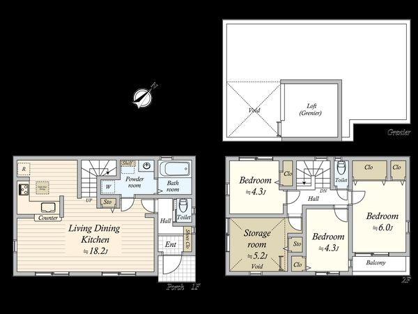 北葛西一丁目3号棟 新築戸建 間取図(平面図)