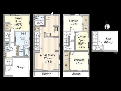 南葛西2丁目 1号棟 新築戸建 間取図(平面図)