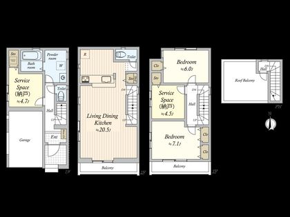 南葛西2丁目 2号棟 新築戸建 間取図(平面図)