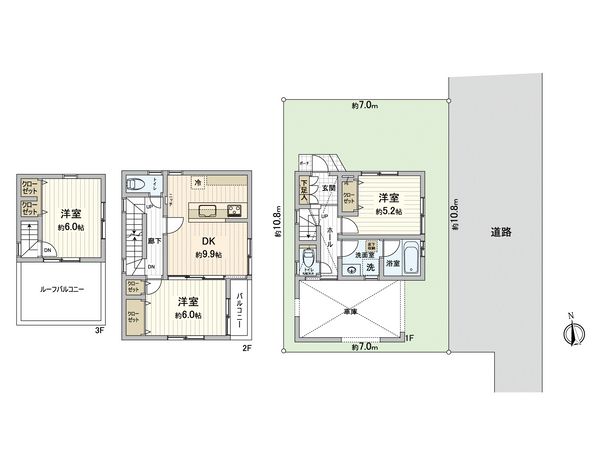 春江町3丁目戸建 間取図(平面図) 春江町3丁目戸建 間取図(平面図)