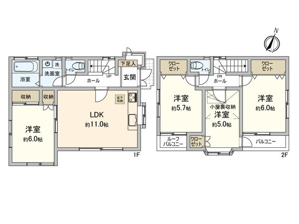 西瑞江3丁目戸建 間取図(平面図) 西瑞江3丁目戸建 間取図(平面図)