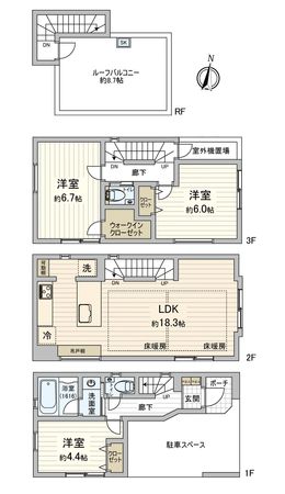 古石場3丁目 新築B号棟 間取図(平面図)