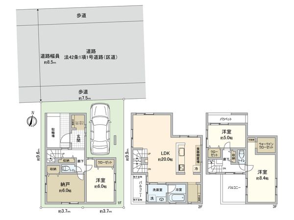 江戸川区大杉3丁目 新築戸建A棟 間取図(平面図) 江戸川区大杉3丁目 新築戸建A棟 間取図(平面図)
