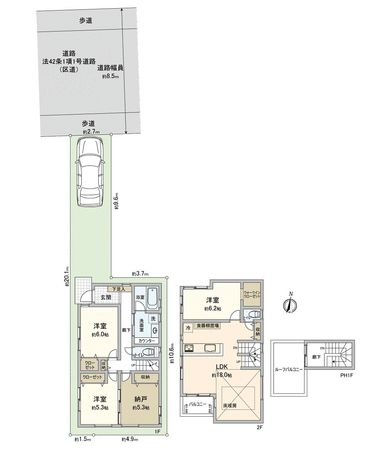江戸川区大杉3丁目 新築戸建B棟 間取図(平面図) 江戸川区大杉3丁目 新築戸建B棟 間取図(平面図)