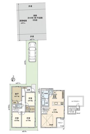 江戸川区大杉3丁目 新築戸建C棟 間取図(平面図) 江戸川区大杉3丁目 新築戸建C棟 間取図(平面図)