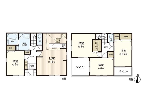 新和1丁目 新築戸建 1号棟 間取図(平面図)