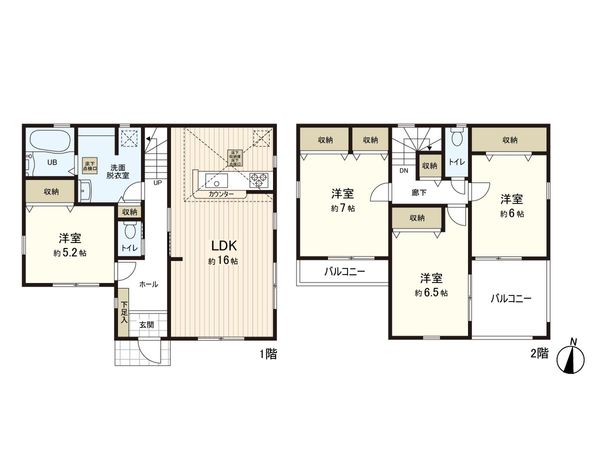 新和1丁目 新築戸建 2号棟 間取図(平面図)