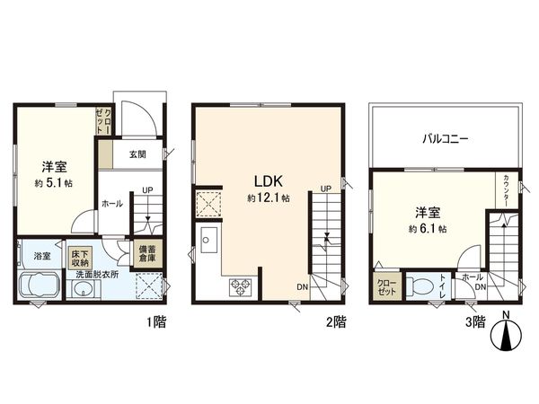 上篠崎2丁目新築戸建 1号棟 間取図(平面図) 間取図(平面図)