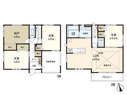 松島4丁目 新築戸建 1号棟 間取図(平面図)