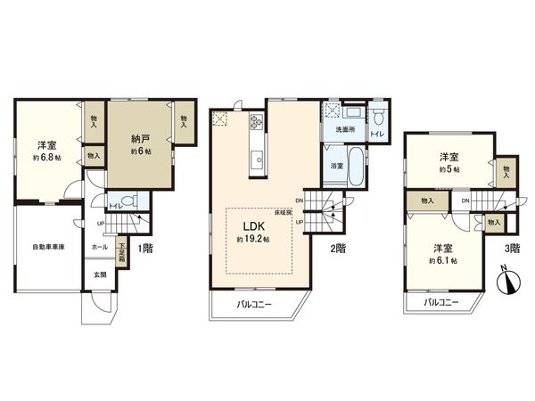 松島4丁目 新築戸建 2号棟 間取図(平面図) 松島4丁目 新築戸建 2号棟 間取図(平面図)