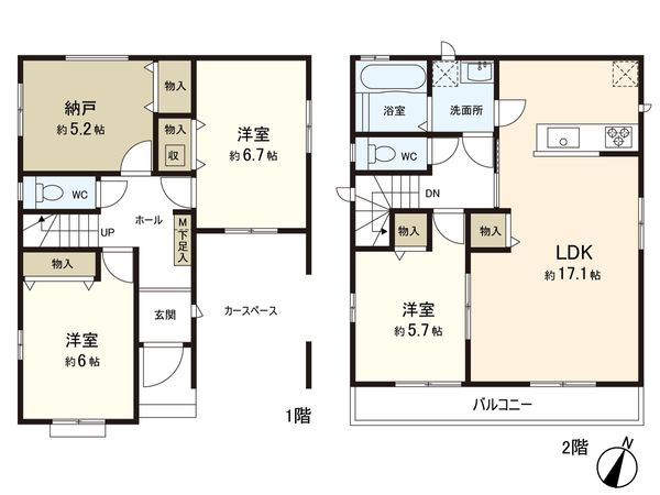東小岩1丁目 新築戸建 E号棟 間取図(平面図) 間取図(平面図)