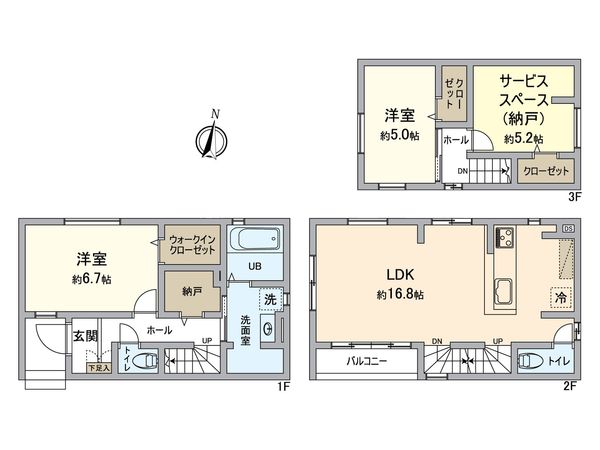 東新小岩8丁目新築戸建 1号棟 間取図(平面図)