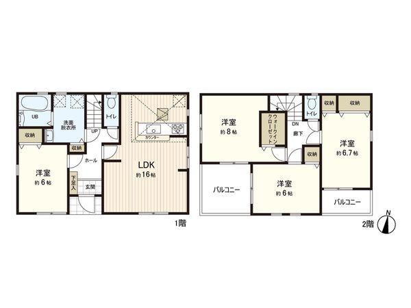 新和1丁目 新築戸建 1号棟 間取図(平面図) 新和1丁目 新築戸建 1号棟 間取図(平面図)
