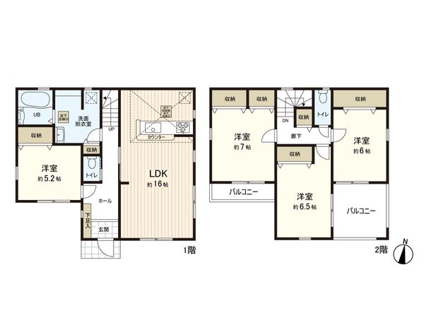 新和1丁目 新築戸建 2号棟 間取図(平面図) 新和1丁目 新築戸建 2号棟 間取図(平面図)